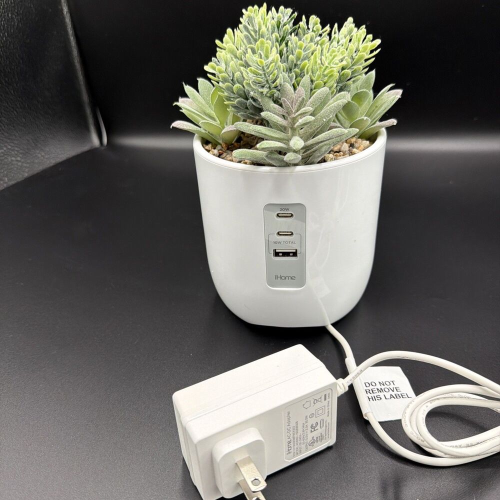 iHOME POWER PLANT MULTI DEVICE FAUX SUCCULENT DECORATIVE CHARGING STATION.  EUC